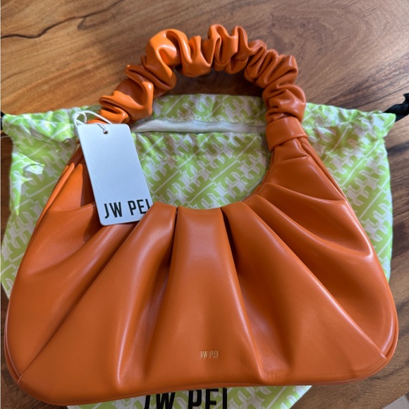 NWT JW PEI Gabbi Ruched Hobo Handbag Orange - Picture 2 of 12